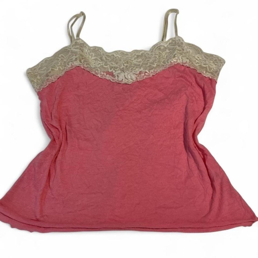 Bongo Lace Trim Camisole Women Pink Excellent Spaghetti Strap‎ Y2K Coquette